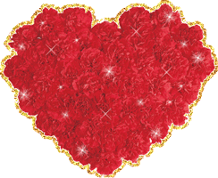 Gif animé coeur de fleurs rouges